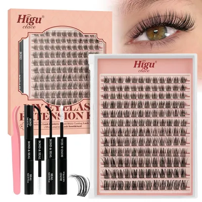 Zdjęcie produktu dla Zestaw sztucznych rzęs "Wimpern Extensions" - 144 sztuk, do samodzielnego montażu, z klejem i aplikatorem, model "Natural-09"