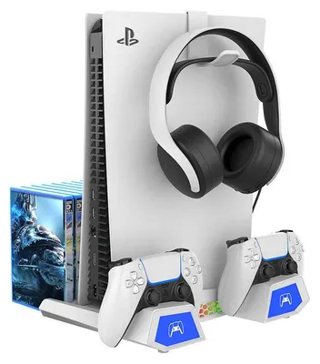 Immagine prodotto di iPega P5S023 Supporto RGB ricaricabile multifunzionale con raffreddamento per PS5/PS5 Slim Bianco
