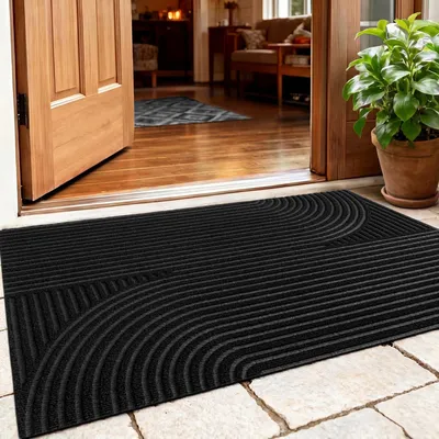 Deurmat 60x90 cm, Schmutzfangmatte, Antirutsch, Schwarz