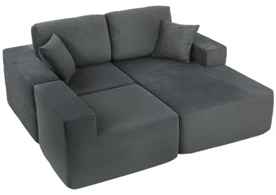 Produktbild von HOMCOM Ecksofa mit Schlaffunktion, L-Form 267 cm Schlafsofa mit Wurfkissen