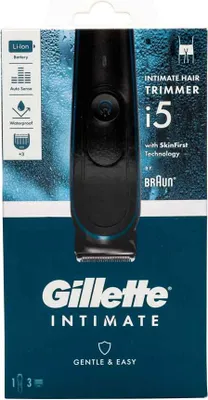 Produktbild von Gillette INTIMATE i5, Schwarz, Rechteck, Akku, 100 min, Integrierte Batterie, Lithium-Ion (Li-Ion)