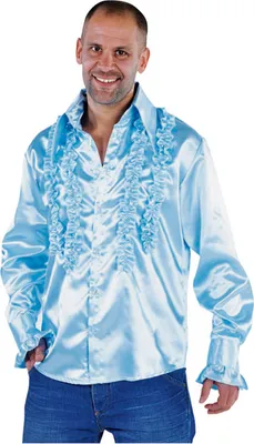 Produktbild von M213221-13-XL hell-blau Herren Rüschenhemd Discohemd Gr.XL=60