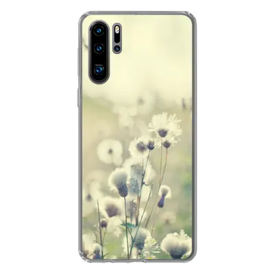 Produktbild von MuchoWow® Handyhülle Schutzhülle Hülle für Huawei P30 Pro Blumen - Feld - Weiß Silikon Softcase Handy Hülle - Schutzdeckel