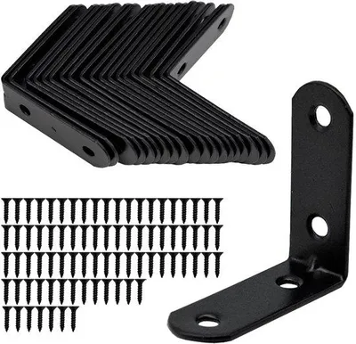 Produktbild von Unyqoos® 20er-Set verstärkte Metall-Winkelverbinder (L‑Winkel) mit 80 Schrauben – Stahl, rostschutzbeschichtet, für Möbel & Regale, Innen/Außen
