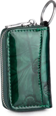 Zdjęcie produktu dla Etui Na Klucze zapinane na zamek lakierowane damskie zielone z wzorem w Motylki
