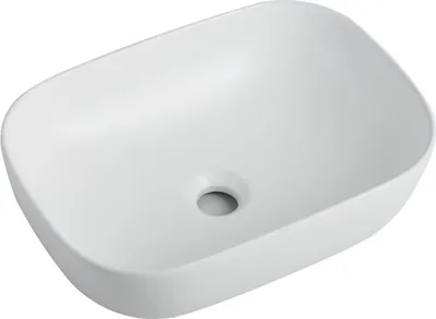 Produktbild von sanicomfort Aufsatzwaschtisch BABU 45,5 x 32,5 cm – eckiges Waschbecken ohne Überlauf – Keramik Waschschale in weiß matt, modernes Design für Bad & Gäste-WC