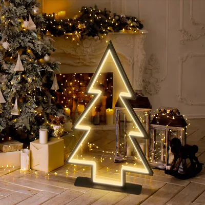 Produktbild von 60cm 3D LED Tannenbaum Gartenstecker Weihnachtsbeleuchtung100 LED Garten Beleuchtet Christbaum mit Erdspießen Außen Warmweiß