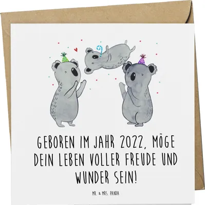 Produktbild von Mr. & Mrs. Panda Grußkarte 2022 Geburtstag - Weiß - Geschenk, Geburtstagsgeschenk, Alter, doppelkarte, Happy Birthday, faltkarte, liebevolle Geschenke, Geburtstagsfreude