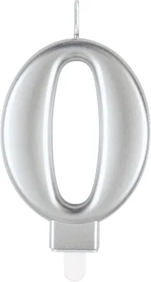 Immagine prodotto di Candeline per torta di compleanno, numero 0, 8 cm, colore argento metallizzato, 1 pezzo (confezione da 1)