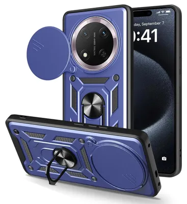 Produktbild von Für Honor Magic 7 Lite / X9c Sliding Kamera TPU Hybrid Schutz Hülle Ring Blau