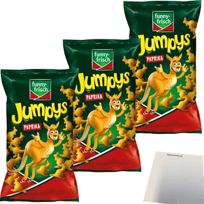 Produktbild von Funny-Frisch Jumpys Kartoffelsnacks in Känguruform 3er Pack (3x75G) + usy Block