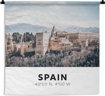 Produktbild von MuchoWow® Wandteppich Wandbehang Spanien - Bauwerke - Berge 90x90 cm Tapisserie Dekoration Wandtuch - Wandaufhänger