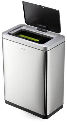 Sensor-Abfalleimer 2x20L, Edelstahl, Soft-Close, silber