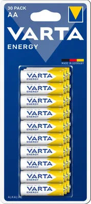 Obrázek produktu pro Varta ENERGY AA Blister 30, Baterie na jedno použití, AA, Alkalický, 1,5 V, 30 kusů, Modrá, Bílá, Žlutá