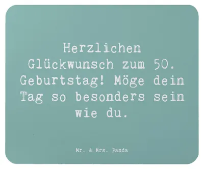 Produktbild von Mr. & Mrs. Panda Mousepad Spruch 50. Geburtstag Freude - Meeresbrise - Geschenk, Geburtstagsgeschenk, mauspad laptop, pc mausunterlage, mousematte, Mouse Pad, Meilenstein