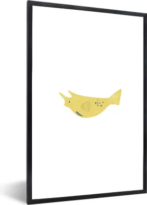 Produktbild von MuchoWow® MuchoWow® Gerahmtes Poster Pastell - Fisch - Gelb 20x30 cm - Poster mit zchwarzem Bilderrahmen - Drucken - Bilder Poster im Rahmen