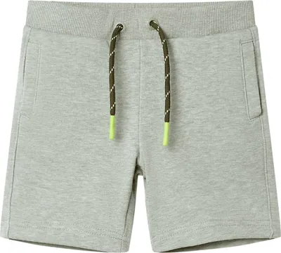 Produktbild von Kindershorts mit Kordelzug Hellkhaki Melange 140 , Stoffhosen 2024 Neu