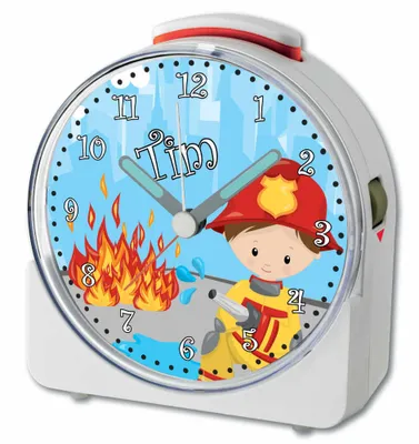 Produktbild von Kinder Wecker Motiv Feuerwehrmann Kinderwecker weiß