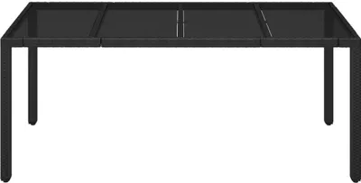 Image de vidaXL Table de jardin avec plateau en verre noir 190x90x75 cm Poly rotin