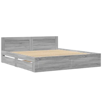 Produktbild von Bettgestell mit Kopfteil Grau Sonoma 180x200 cm Holzwerkstoff