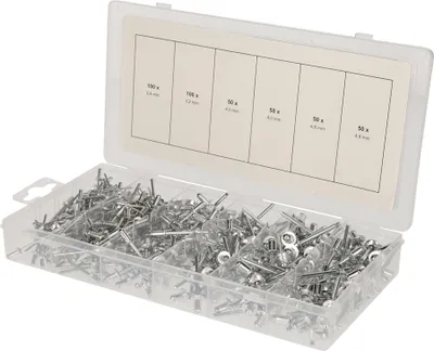 Obrázok produktu pre BRILLIANT TOOLS Súprava slepých nitov 400 ks 2,4 - 3,2 - 4 - 4,8 mm - BT066950