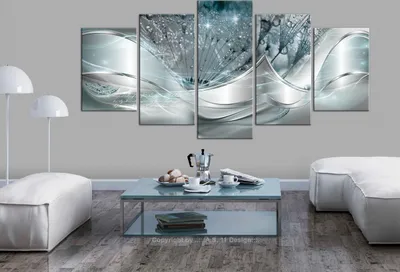 Produktbild von Akustikbild Abstrakt Blumen 200x100 cm Bilder Akustikschaum Hochleistungsschallabsorber Schallschutz Leinwand 5 tlg Wandbild Raumakustik Schalldämmung a-C-0087-b-o