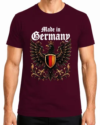Obrázok produktu pre Tričko pre pánov, nemecký štátny znak "Bundesadler", s nápisom vyjadrujúcim hrdosť a sarkazmus, farba bordová, veľkosť XL
