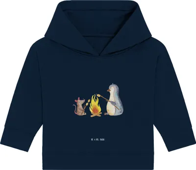 Produktbild von Mr. & Mrs. Panda Organic Baby Hoodie Pinguin Lagerfeuer 12. - 18. Monat - French Navy - Geschenk, Grillen, Job, Kapuzenshirt, Maus, Liebe, Kapuzensweatshirt