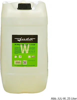 A white plastic container with a green label.