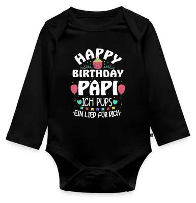 Produktbild von Spreadshirt Geburtstag Papa Ich Pups Ein Lied Für Dich Tages Baby Body Langarm, 80 (9-12 M.), Schwarz