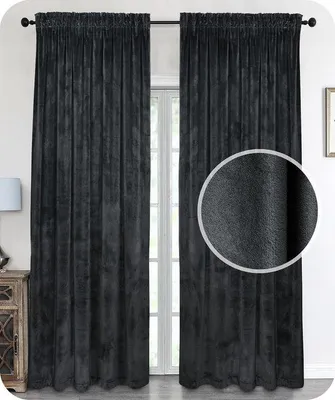 Produktbild von Unyqoos® Samt‑Verdunkelungsvorhang mit Faltenband, eingenähter Stangendurchzug – Dunkelgrau 140 x 245 cm, 100% Polyester, blickdicht, 1 Stück