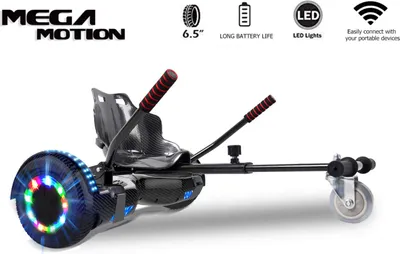 Produktbild von Hoverboard mit HoverKart Go-kart Elektro Scooter Self Balancing Scooter 6.5” Segway Geschenk für Kinder und Erwachsene Bluetooth-Lautsprecher LED-Leuchten 700W