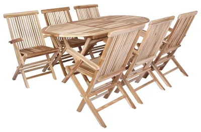 Obrázok produktu pre Sada záhradného nábytku, 7 kusov, prírodné masívne drevo, teak