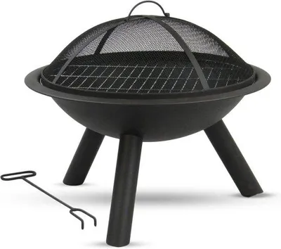 Image de Foyer de jardin avec grille, Ø 56 cm, noir
