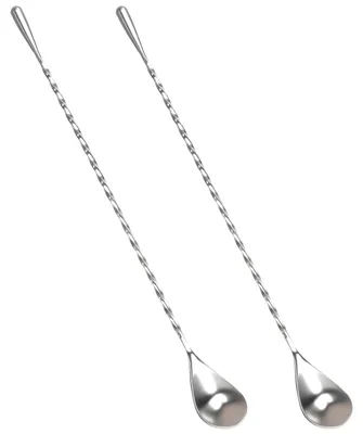 Obrázek produktu pro 2 ks koktejlových lžic z nerezové oceli, barové lžíce, délka 30,1 cm, točená míchací tyčinka pro barmany nebo pro domácí použití, bílá