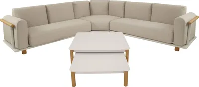 Produktbild von Lesli Living Eck-Lounge-Set "Mezio" Beige/Holzoptik 274x274 cm