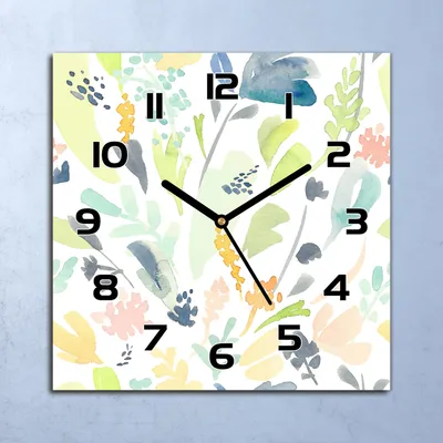 Produktbild von Wanduhr Echt-Glas-Küchenuhr Florale Abstraktion Quarz 30x30 Deko Bilder