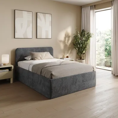 Produktbild von Home Collective Polsterbett 120x200 cm Doppelbett Bett mit verstellbarem Lattenrost & Stauraum, viele Größen verfügbar | Kordstoff Anthrazit