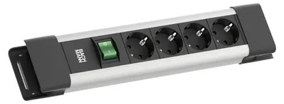 Image de BACHMANN CONNECTUS 4xCEE7/3, 1xinterrupteur 2,0m CEE7/7 Gris