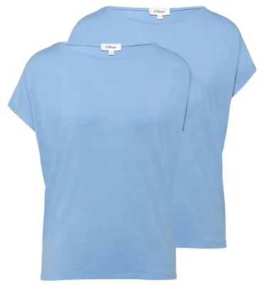 Produktbild von S.OLIVER Damen T-Shirt gestreift uni mehrfarbig | 2 Stück | 8184