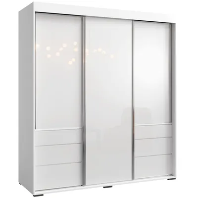 Schiebetürenschrank mit Schubladen Weiß 180 cm Breite