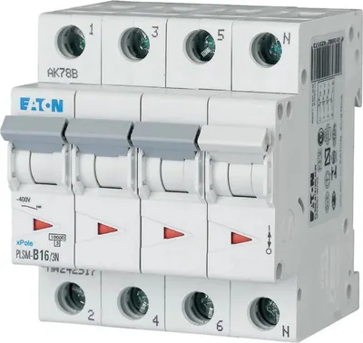 Obrázok produktu pre Eaton LS-Schalter 10kA C 16A/3-pólový+N 4TE Eaton PLSM-C16/3N-MW, 1 ks.