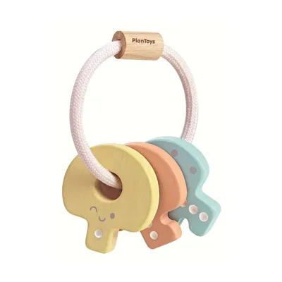 Produktbild von PlanToys Holzspielzeug Baby-Schlüssel-Rassel - Pastell