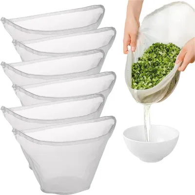 Produktbild von 6 Stück Passiertuch Wiederverwendbar, Nussdrinkbeutel mit Kordelzug, Durchmesser: 38cm