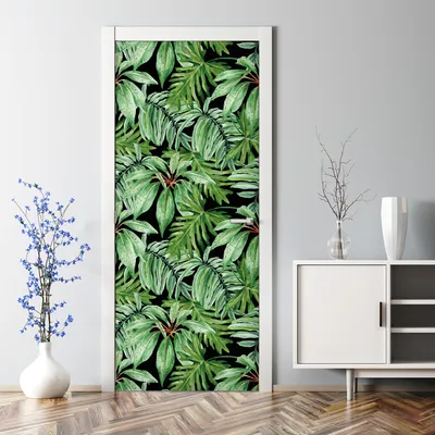Produktbild von Dekorative Tür Wandaufkleber Wandtattoo selbstklebend Klebefolie Tropische Blätter 77 x 200 cm