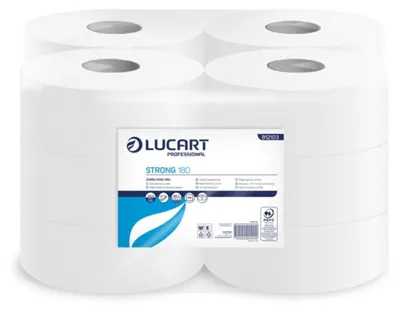 Produktbild von Lucart Strong Toilettenpapier Mini Jumbo 2-lagig 180 m 486 Abrisse - Packung mit 12 Rollen