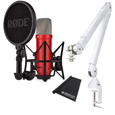 Produktbild von Rode NT1 Signature Red Studio-Mikrofon Rot mit PSA1 W PLUS Gelenkarm Weiss