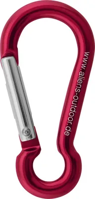 Roter Zubehörkarabiner MINI 5 cm von Aliens; geeignet für Klettern; aus Aluminium.