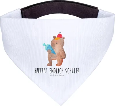 Produktbild von Mr. & Mrs. Panda Schal für Hunde Bär Schultüte - Weiß - Geschenk, Halstuch, Hund, Schulanfang, Hunde-Halstuch, Schulbeginn, Tuch, Grundschule, Erster Schultag, Teddy