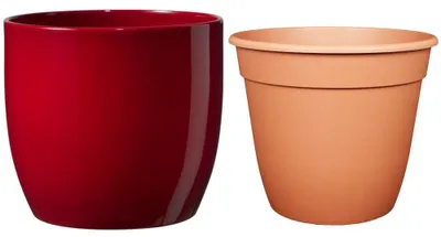 Produktbild von MePla - Set - Übertopf Basel ø21 + Pflanztopf ø20 - Bordeaux